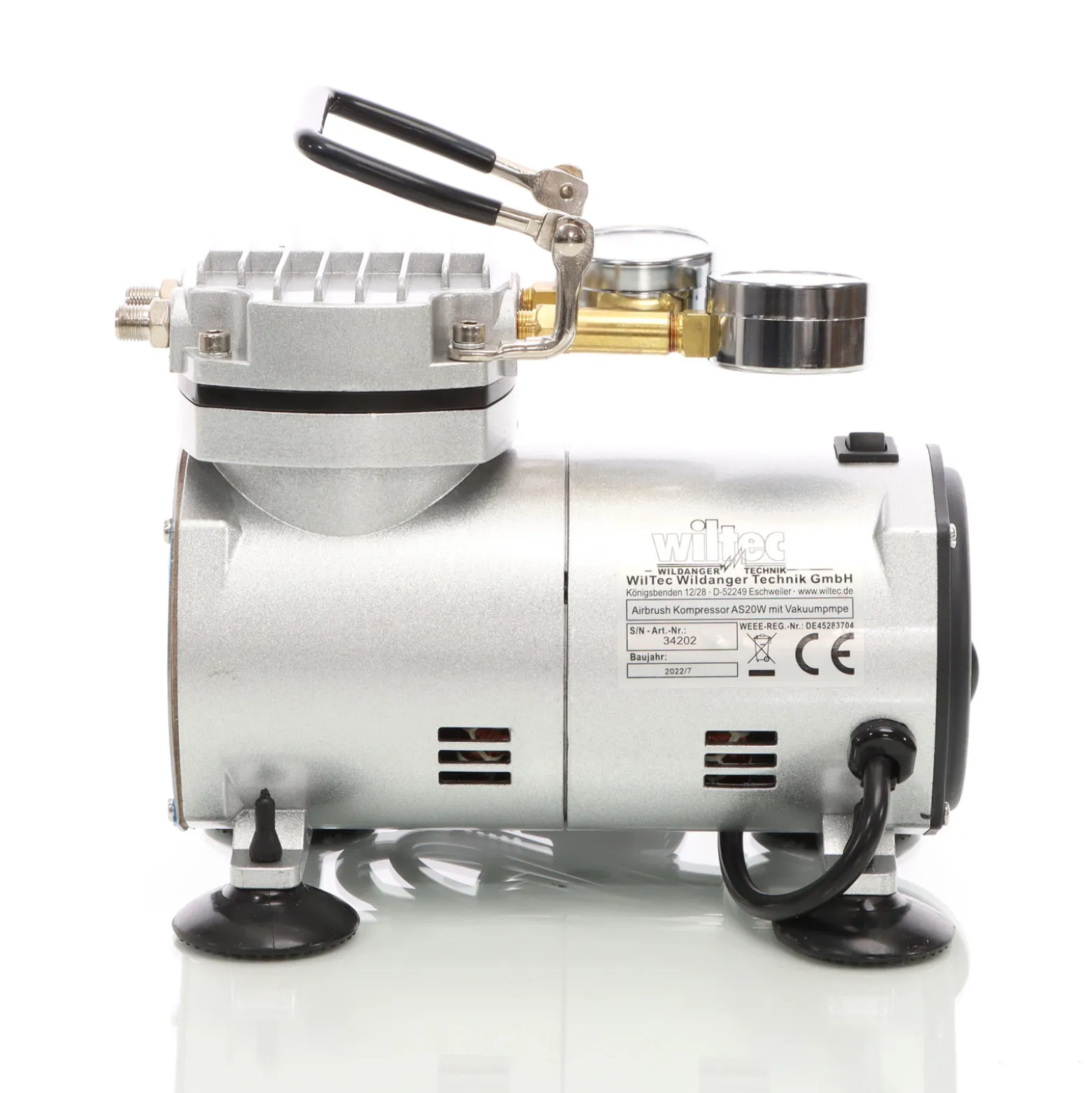 Airbrush Kompressor AS20W Vakuumpumpe Airbrushkompressor 4 bar Einzylinder