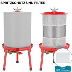 Edelstahl Hydropresse mit 20 Liter Korbinhalt, Wasserdruckpresse mit 3 bar zum Pressen von Obst