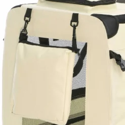 Fudajo Faltbare Transportbox für Hunde, Katzen XL (82x56x58cm), robust, leicht, sicher, Hundebox mit Tragegriff und Decke, Beige