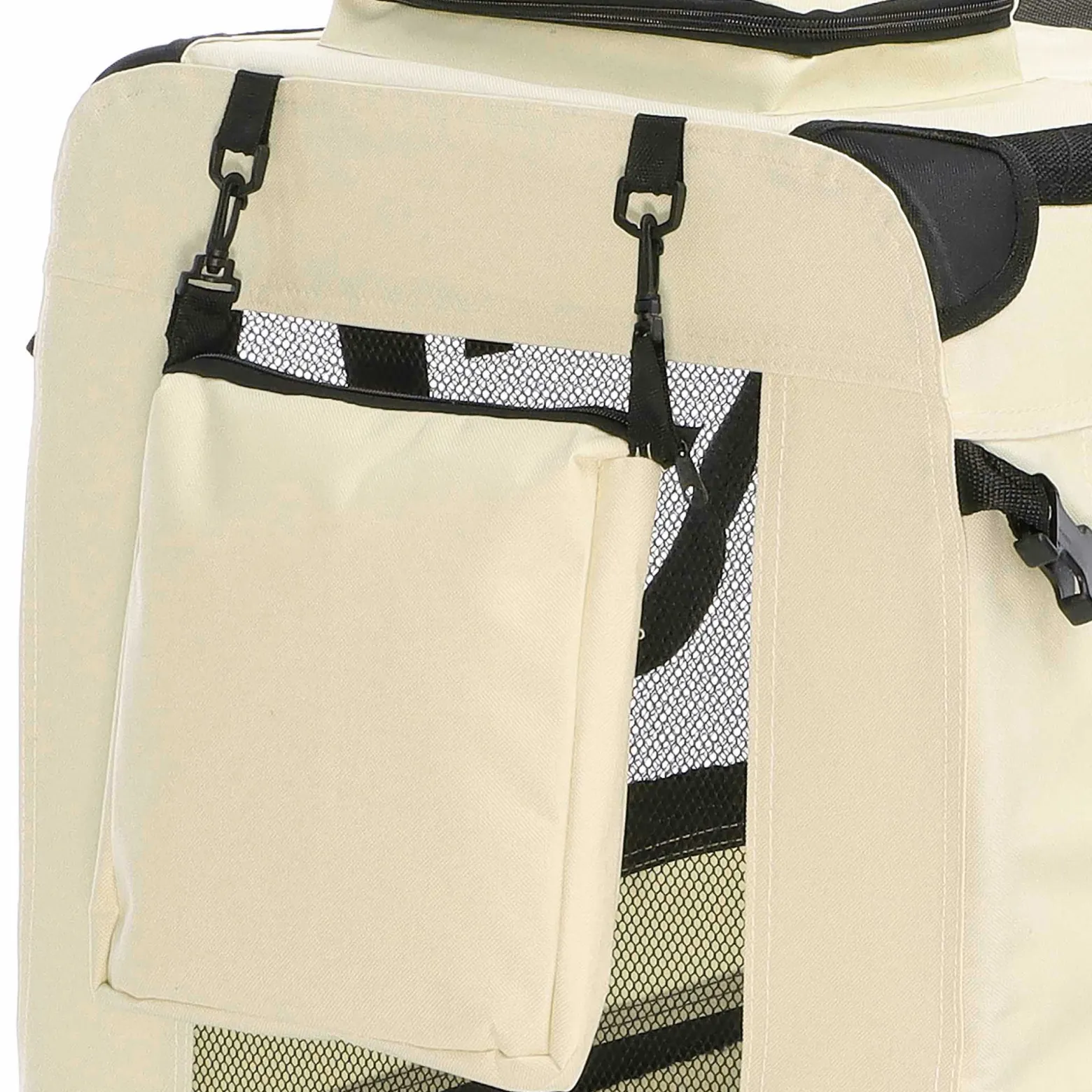 Fudajo Faltbare Transportbox für Hunde, Katzen XL (82x56x58cm), robust, leicht, sicher, Hundebox mit Tragegriff und Decke, Beige