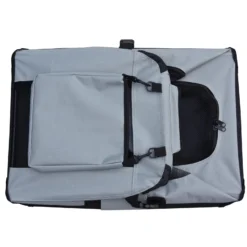 Fudajo Faltbare Transportbox für Hunde, Katzen XL (82x56x58cm), robust, leicht, sicher, Hundebox mit Tragegriff und Decke, Grau