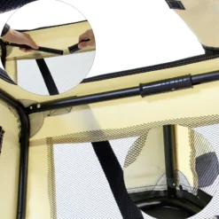 Fudajo Faltbare Transportbox für Hunde, Katzen L (70x52x50cm), robust, leicht, sicher, Hundebox mit Tragegriff und Decke, Beige