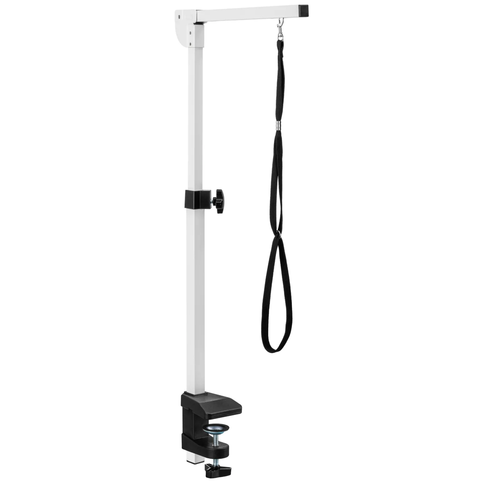 Fudajo Halterung für Schertisch Galgen, höhenverstellbar, mit Schlaufe, Schraubklemme 15-50mm, für Trimmtisch, Groomer Tisch