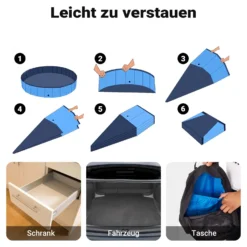 Fudajo Hundepool 160 x 30 cm rutschfestes Hundeplanschbecken, Hundeschwimmbad faltbar aus PVC, Hundebadewanne mit verstärkten Kanten, tragbarer Pool für Hunde
