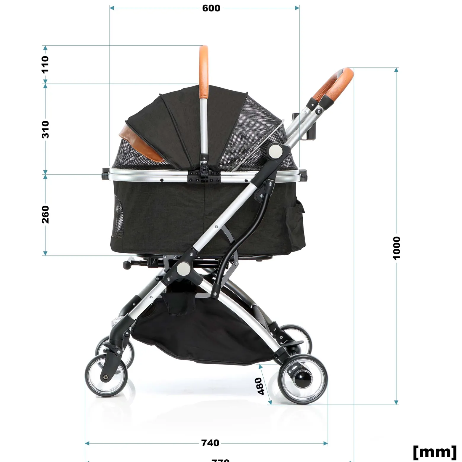 Fudajo 2in1 Hundebuggy zusammenklappbar in schwarz, Hundewagen aus Aluminium mit abnehmbarer Hundetragetasche, für kleine bis mittlere Hunde und Katzen