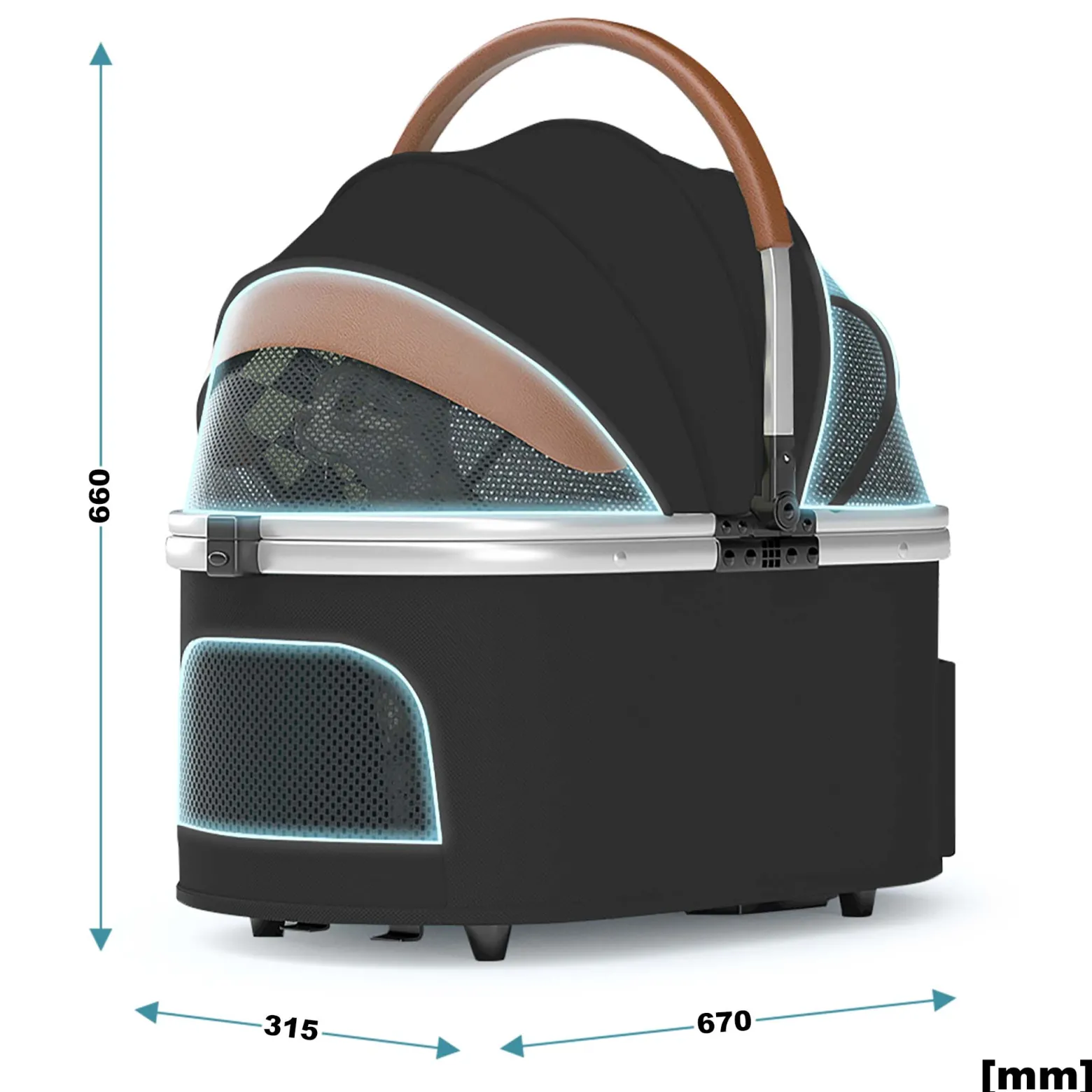 Fudajo 2in1 Hundebuggy zusammenklappbar in schwarz, Hundewagen aus Aluminium mit abnehmbarer Hundetragetasche, für kleine bis mittlere Hunde und Katzen