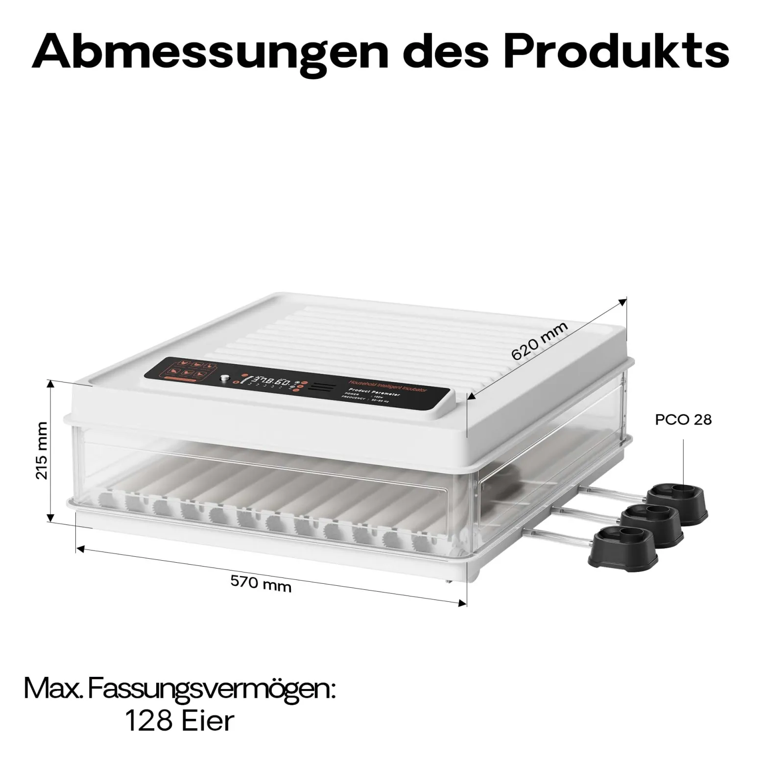 Fudajo Vollautomatischer Flächenbrüter für 128 Eier, Inkubator 110 W mit Wendesystem, Brutautomat mit Temperatursteuerung und Feuchtigskeitsregulierung, Brutkasten zum Eier ausbrüten