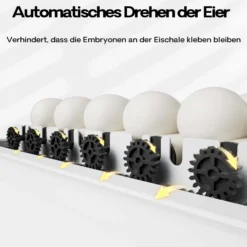 Fudajo Vollautomatischer Flächenbrüter für 64 Eier, Inkubator 110 W mit Wendesystem, Brutautomat mit Temperatursteuerung und Feuchtigskeitsregulierung, Brutkasten zum Eier ausbrüten