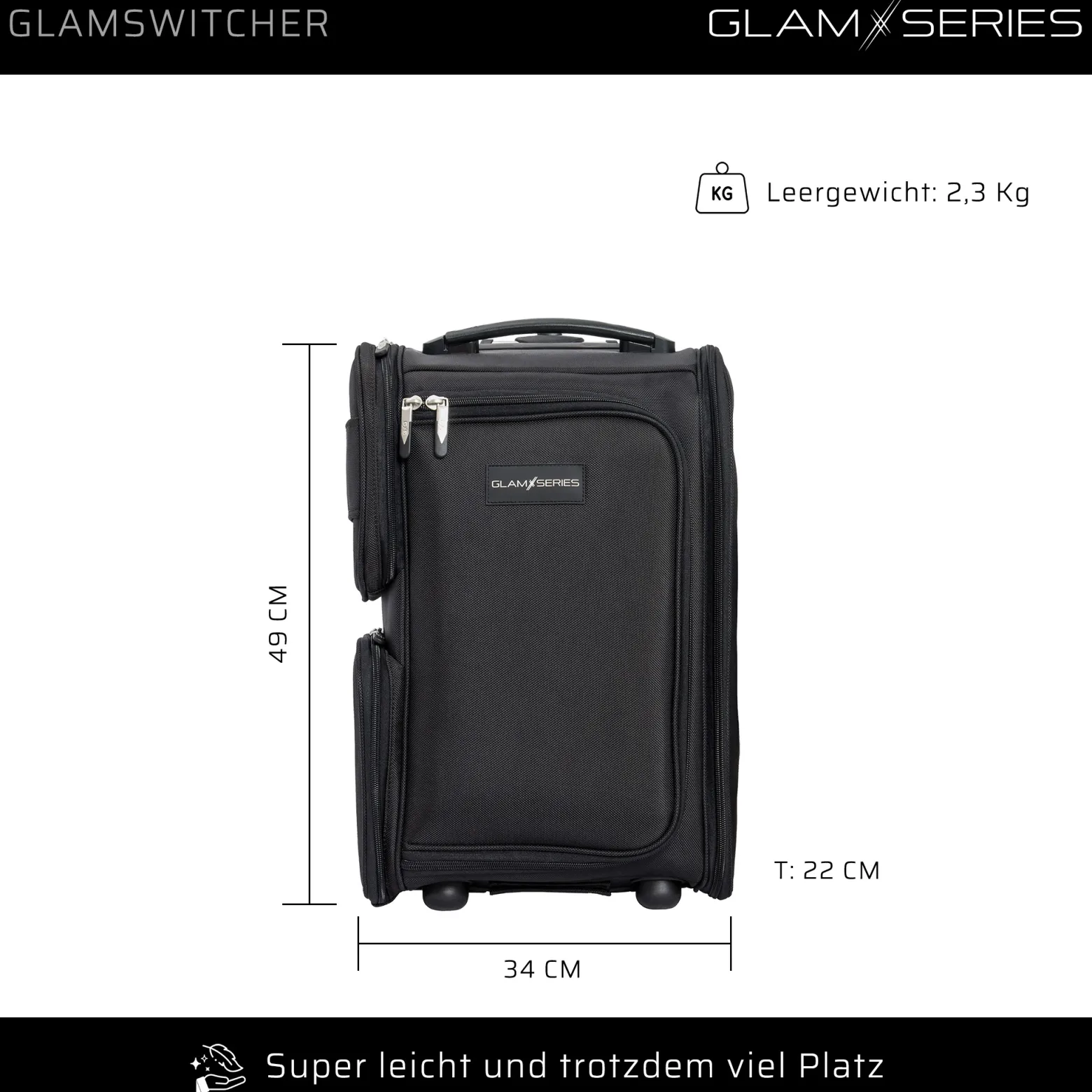 GlamSeries GlamSwitcher Trolley & Rucksack in einem, Kosmetikkoffer mit 5x Pouches, Make-Up Artist Koffer mit Hitzeschutzfach, Organizer für Visagisten, Friseure