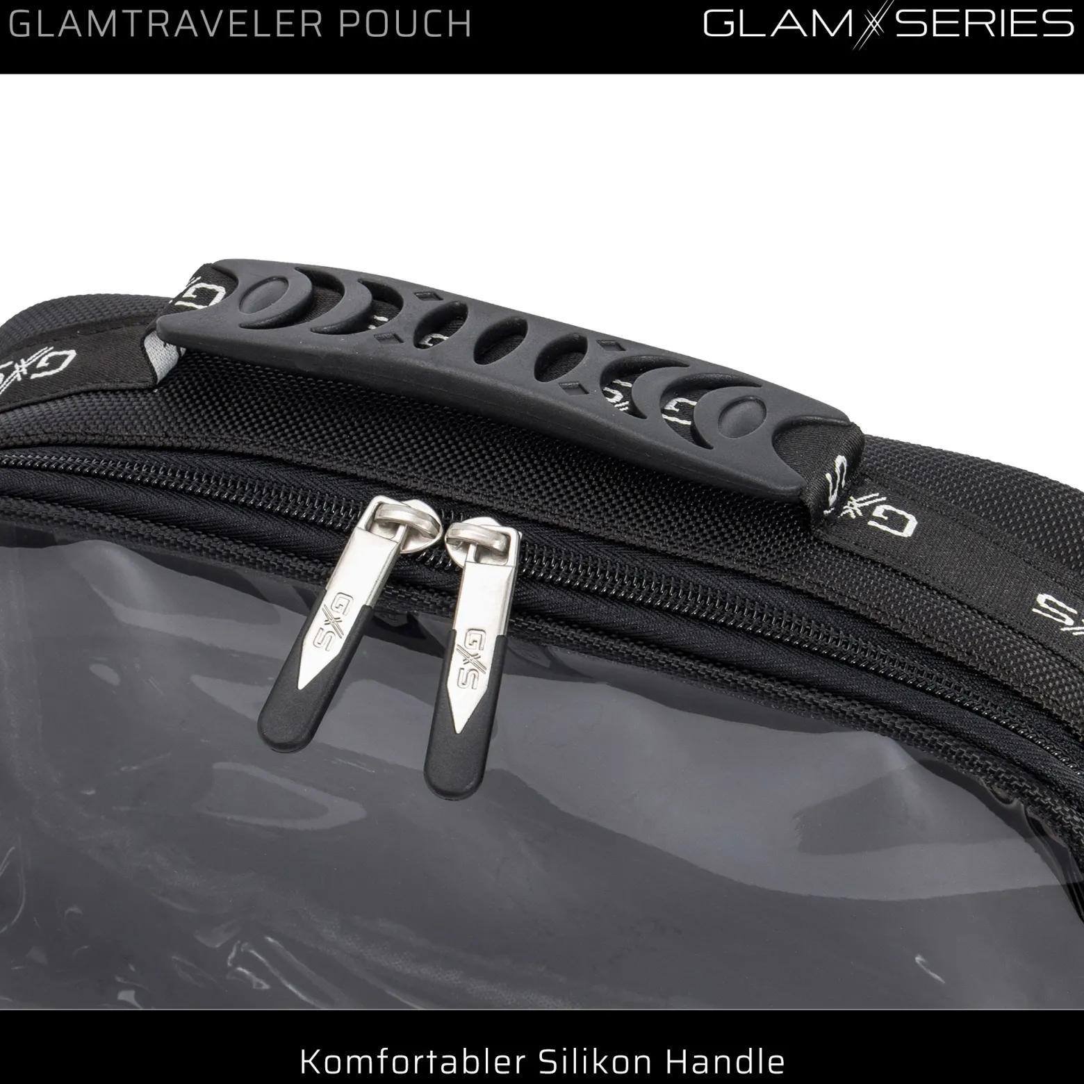 GlamSeries GlamTraveler Pouch Taschen Inlay 270 x 165 x 75 mm, PVC-beschichtete Make Up Tasche mit transparentem Deckel