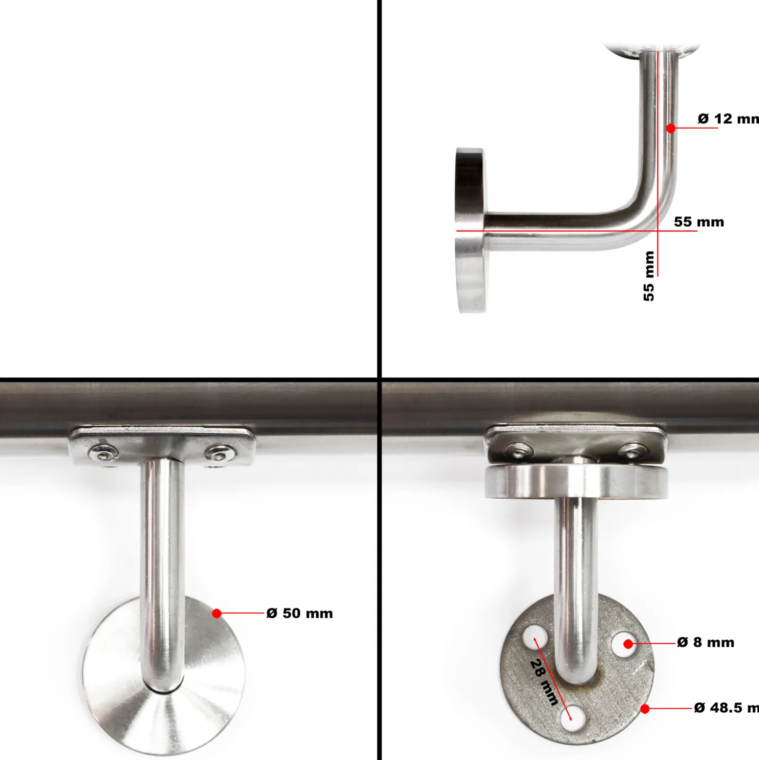 Handlaufset Wandhalter Handlauf 200cm Halter Treppe Haltegriff Edelstahl V2A