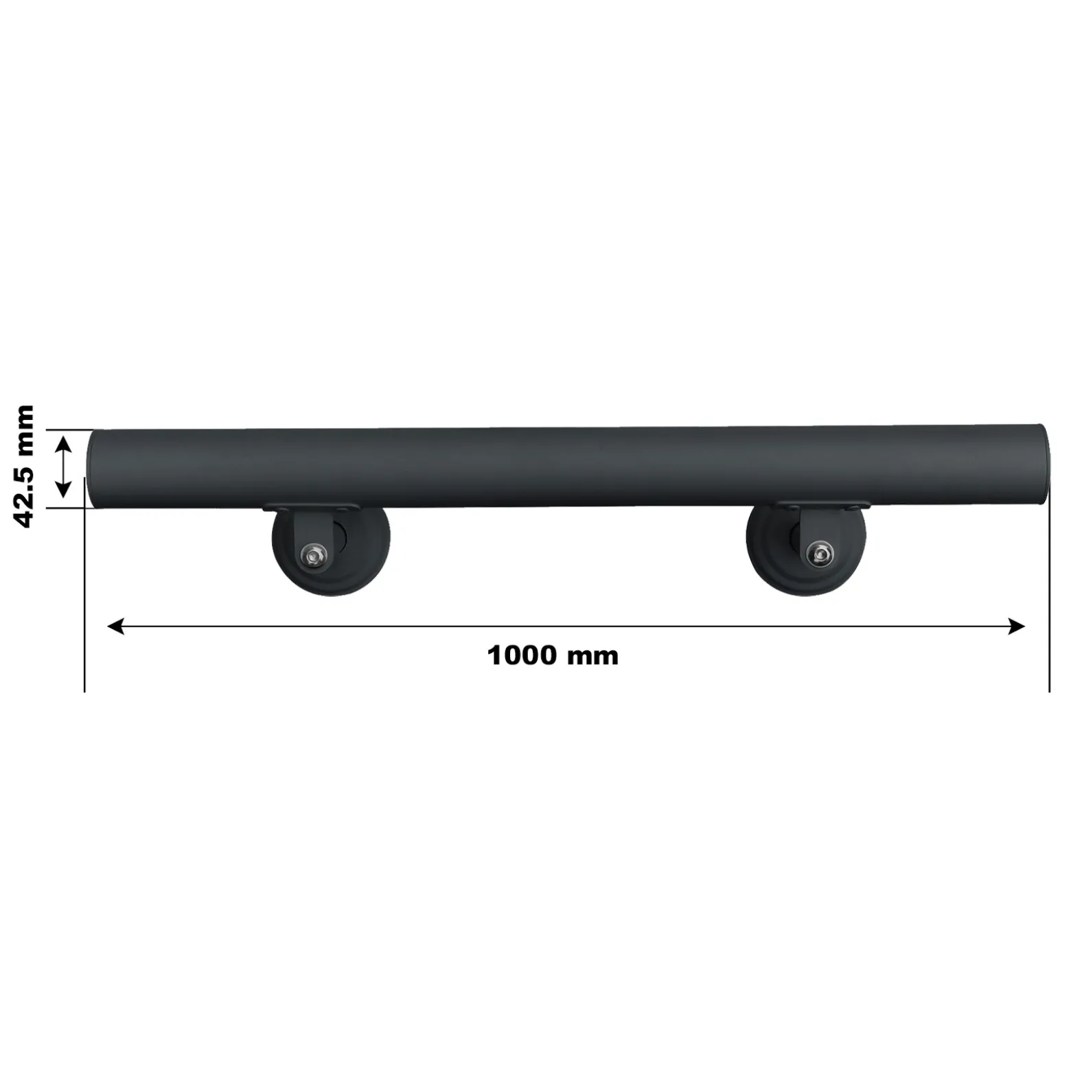 Handlauf Treppe 190cm, Handlaufset Edelstahl, Haltegriff Treppe, Wandhalter, Schwarz