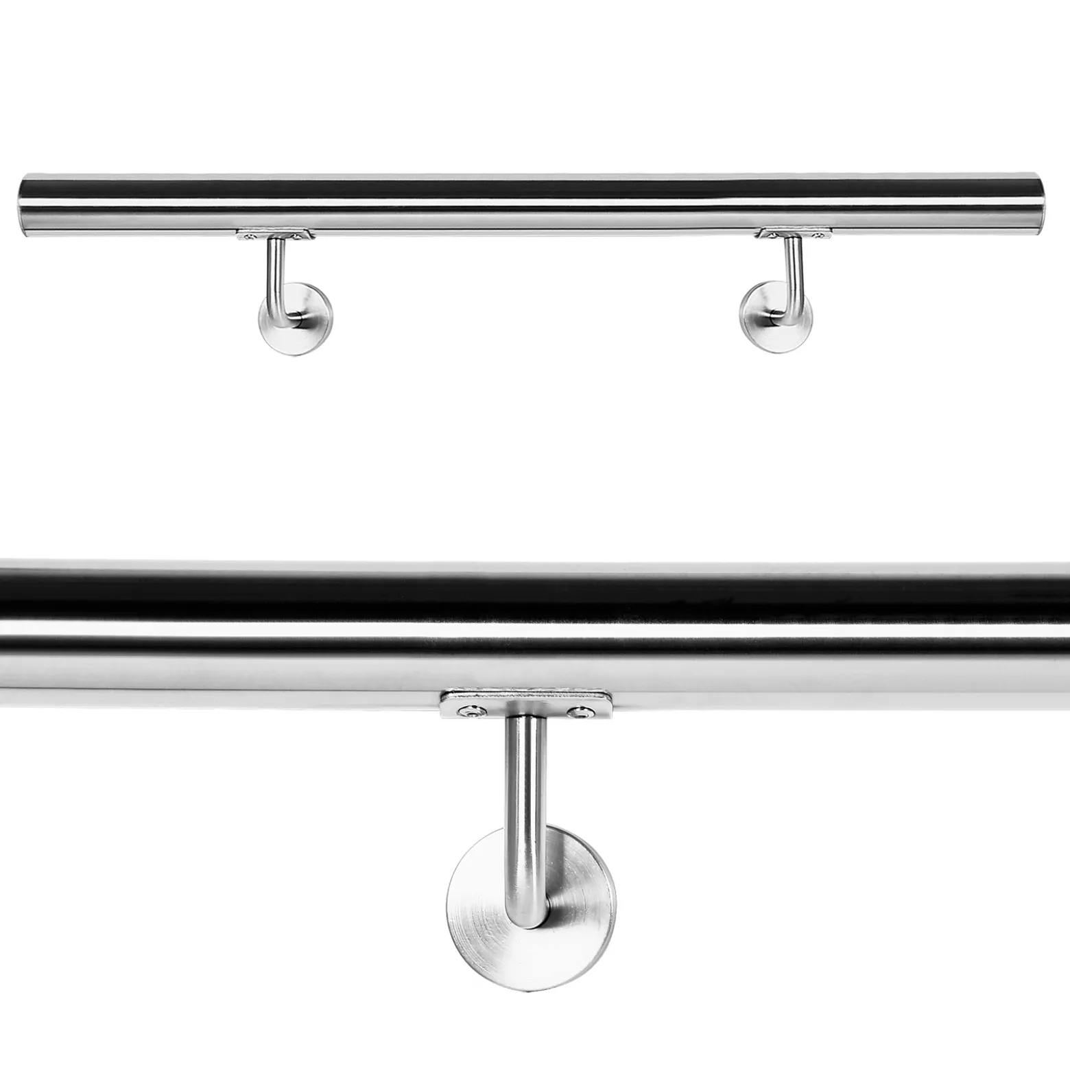 Handlauf Treppe 80cm, Handlaufset Edelstahl V2A, Haltegriff Treppe, Wandhalter