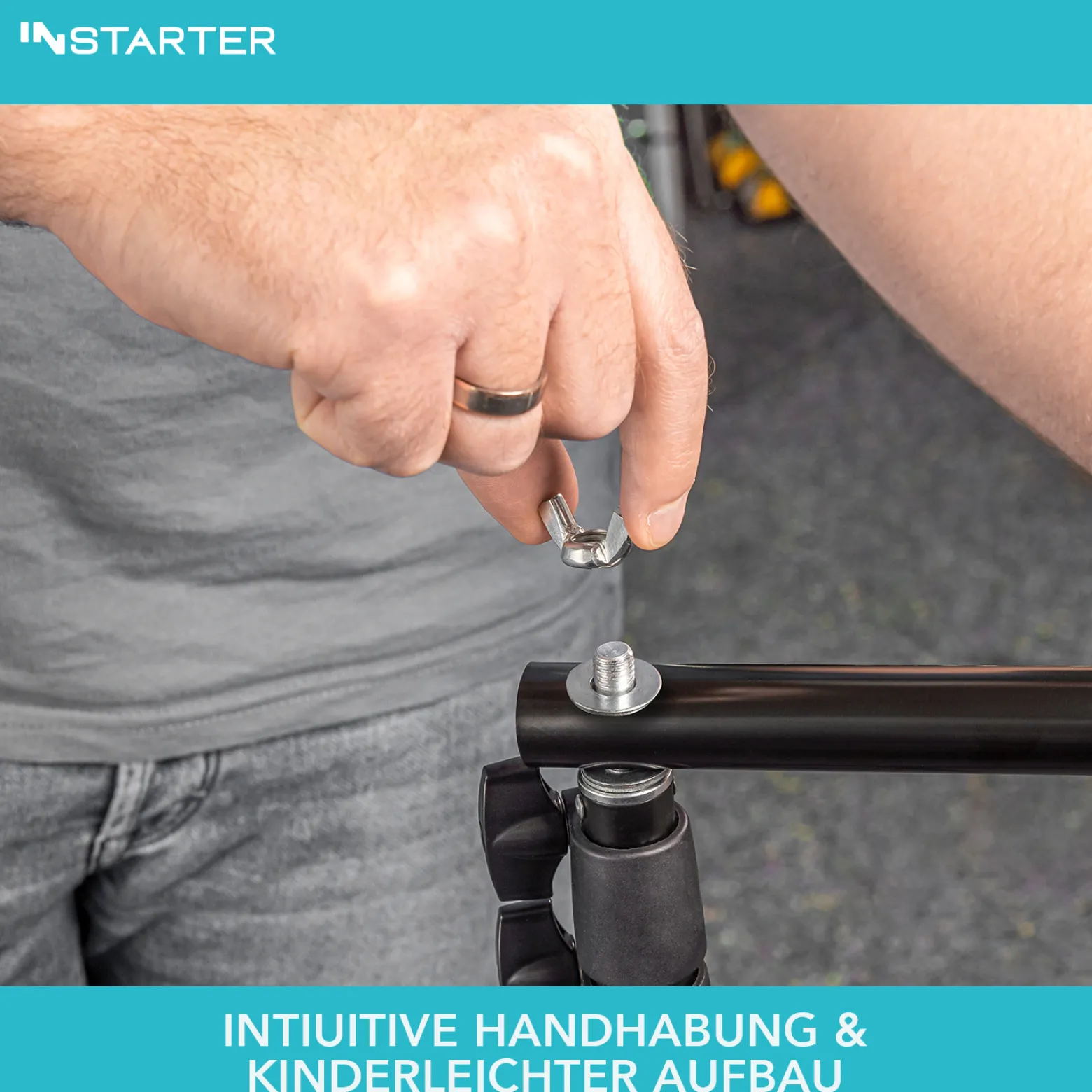 Instarter Hintergrundsystem 155-305 cm breit, Fotohintergrund in Grün, Schwarz und Weiß, Klemmen für Fotografie & Green Screen, Hintergrundständer für Hintergründe aus Papier & Stoff