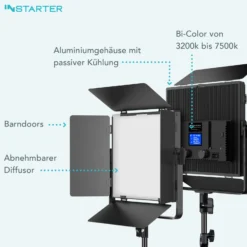 Instarter LED Videoleuchte mit Stativ, 50 W Videoleuchte mit App, Kamera Beleuchtung 360° drehbar, Videolicht für warmes & kaltes Licht Bi-Color