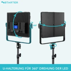 Instarter LED Videoleuchte mit App-Steuerung, 50 W Videoleuchte, Kamera Beleuchtung 360° drehbar, Videolicht für warmes & kaltes Licht Bi-Color