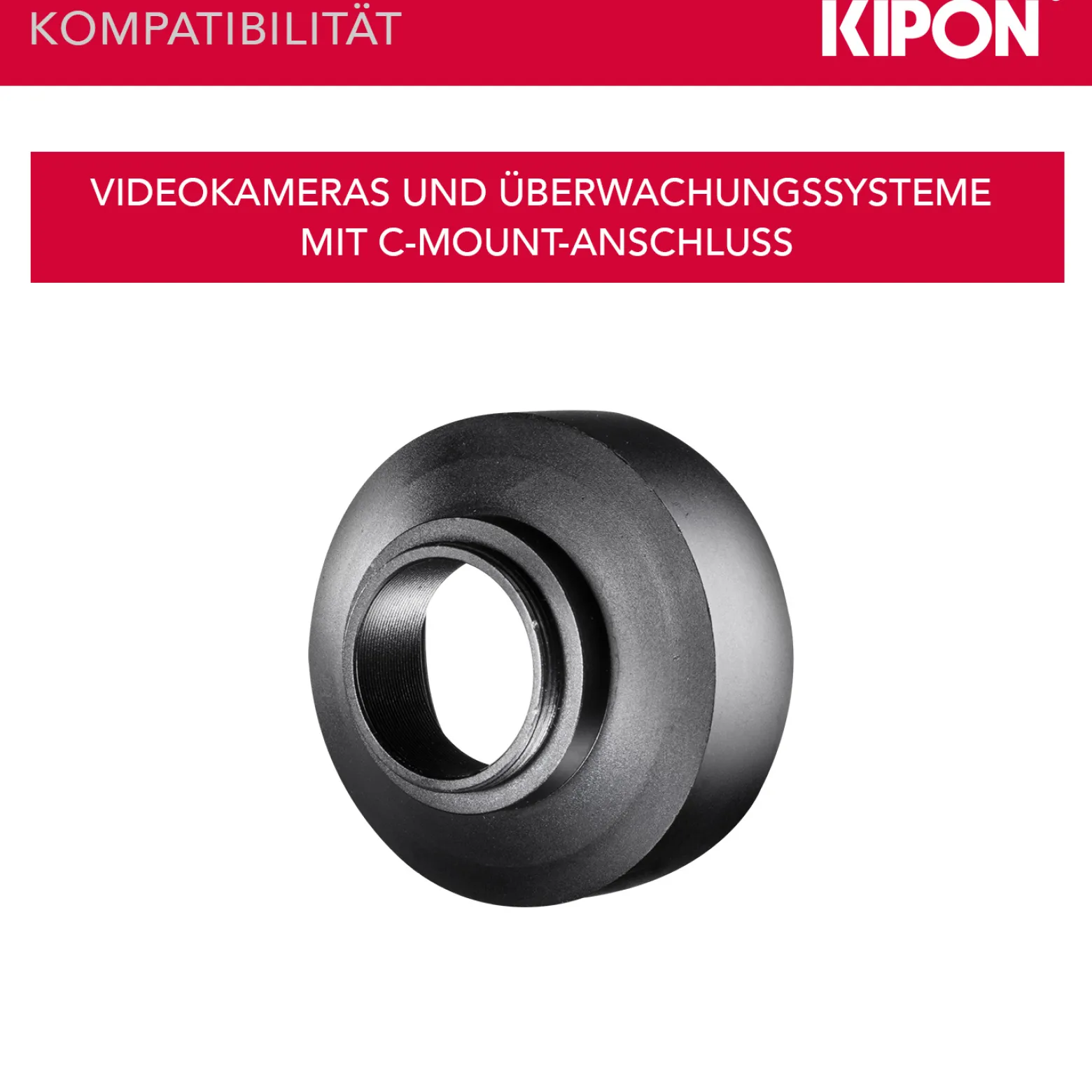 Kipon Objektiv Adapter für T2-Gewinde auf C-Mount-Anschluss, Objektivadapter für Foto und Überwachung, einfache Montage, praktisches Kamera Zubehör