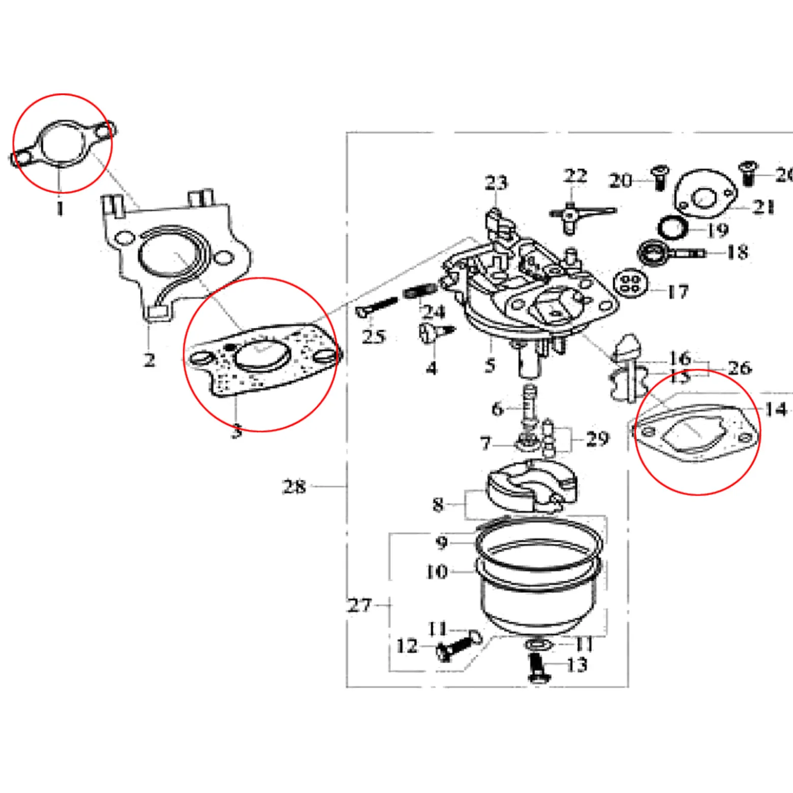 LIFAN Ersatzteil für 15 PS Benzinmotor Dichtungssatz, Ersatzteil für 12 kW Benzin Motor, Go Kart Motor E10 kompatibel