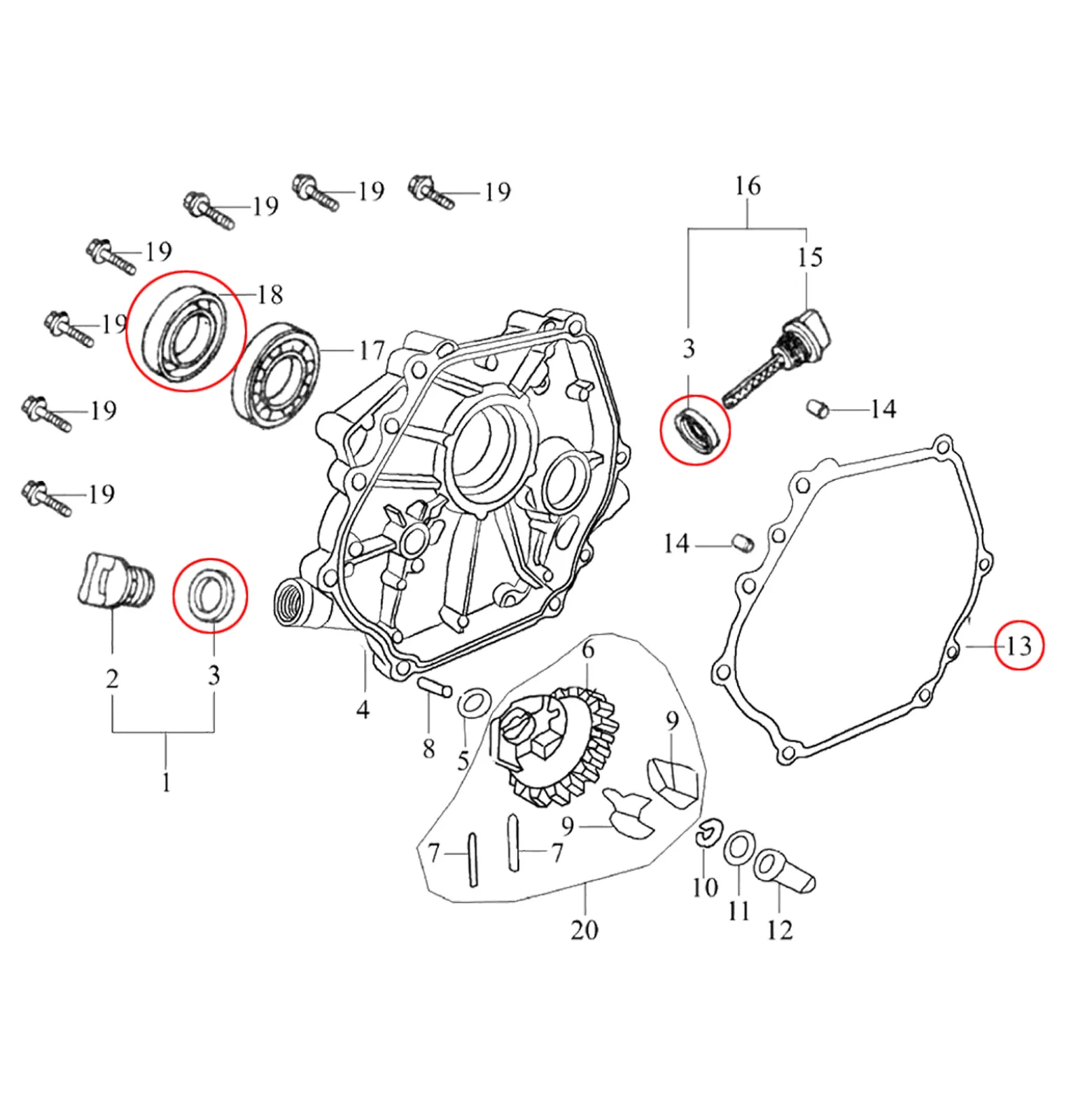 LIFAN Ersatzteil für 15 PS Benzinmotor Dichtungssatz, Ersatzteil für 12 kW Benzin Motor, Go Kart Motor E10 kompatibel