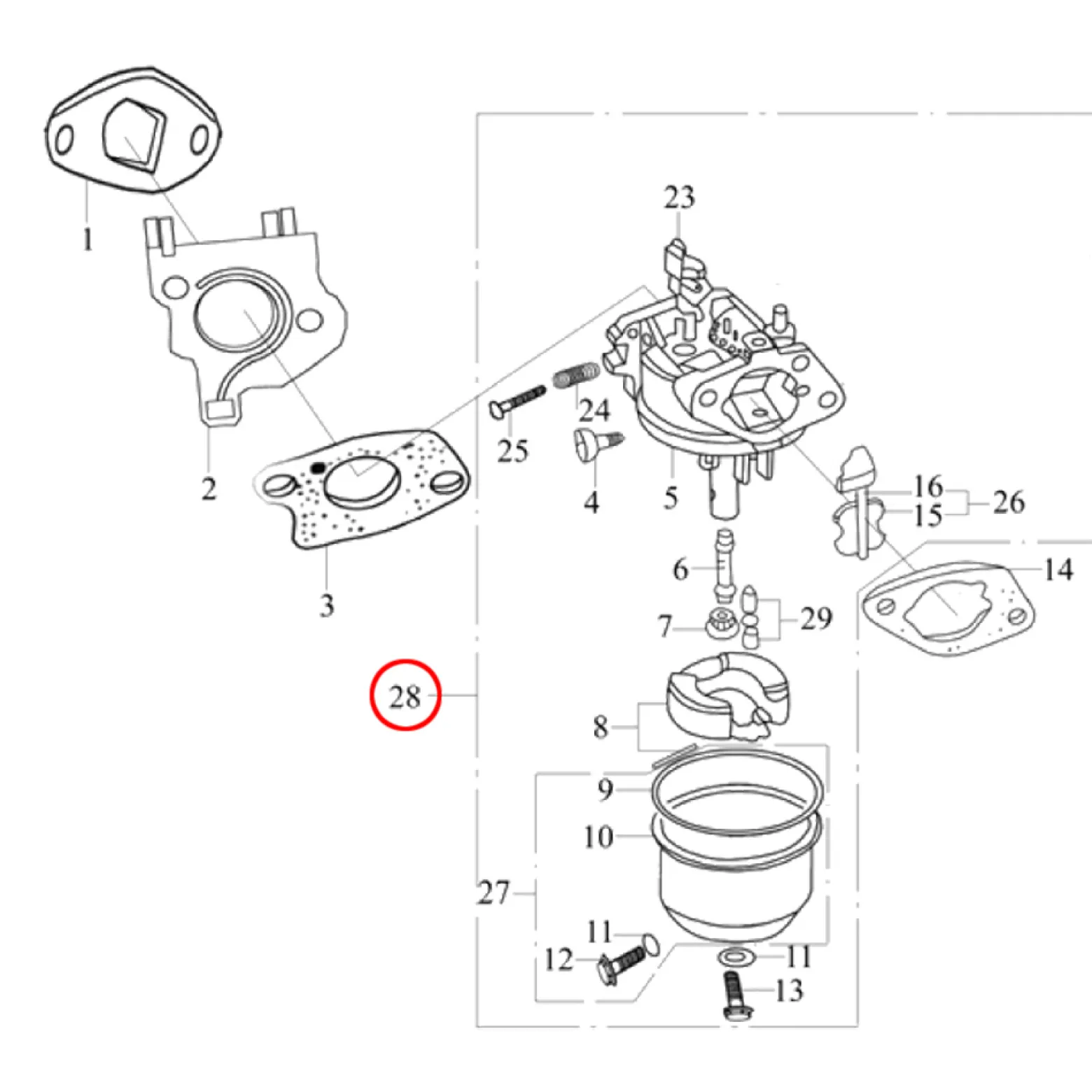 LIFAN Ersatzteil für 6,5 PS Benzinmotor Vergaser ohne Benzinhahn, leistungsstarker 4-Takt Motor, Benzin Motor Hubraum 196 ccm E10 kompatibel