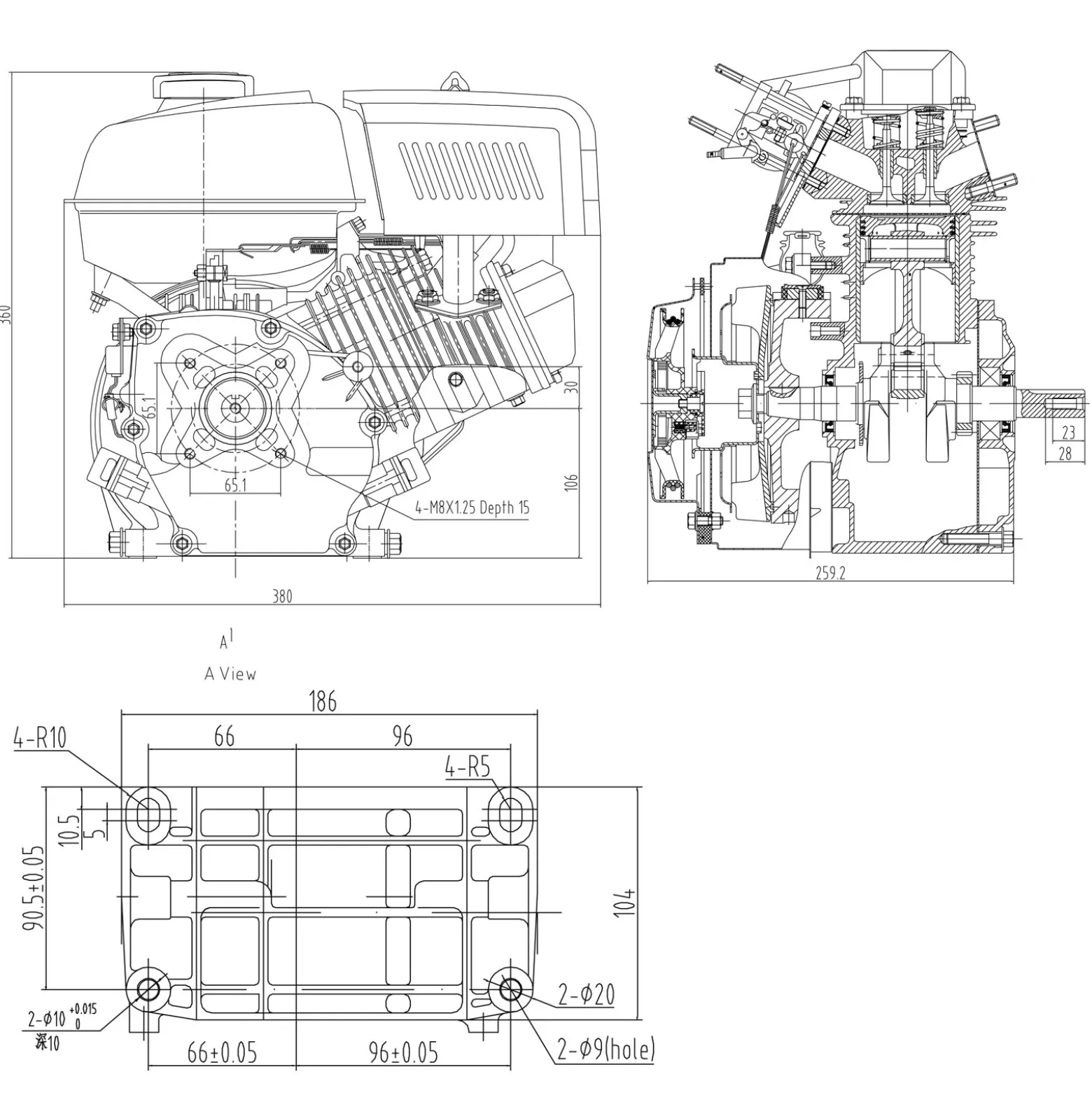 LIFAN 168 FD-2B E-Start Benzinmotor mit 6,5 PS Einzylinder für Kleinmaschinen & Karts, luftgekühlter 4-Takt Motor mit 19,05 mm Kurbelwelle, OHV-Ventilsteuerung & 196 cc Hubraum