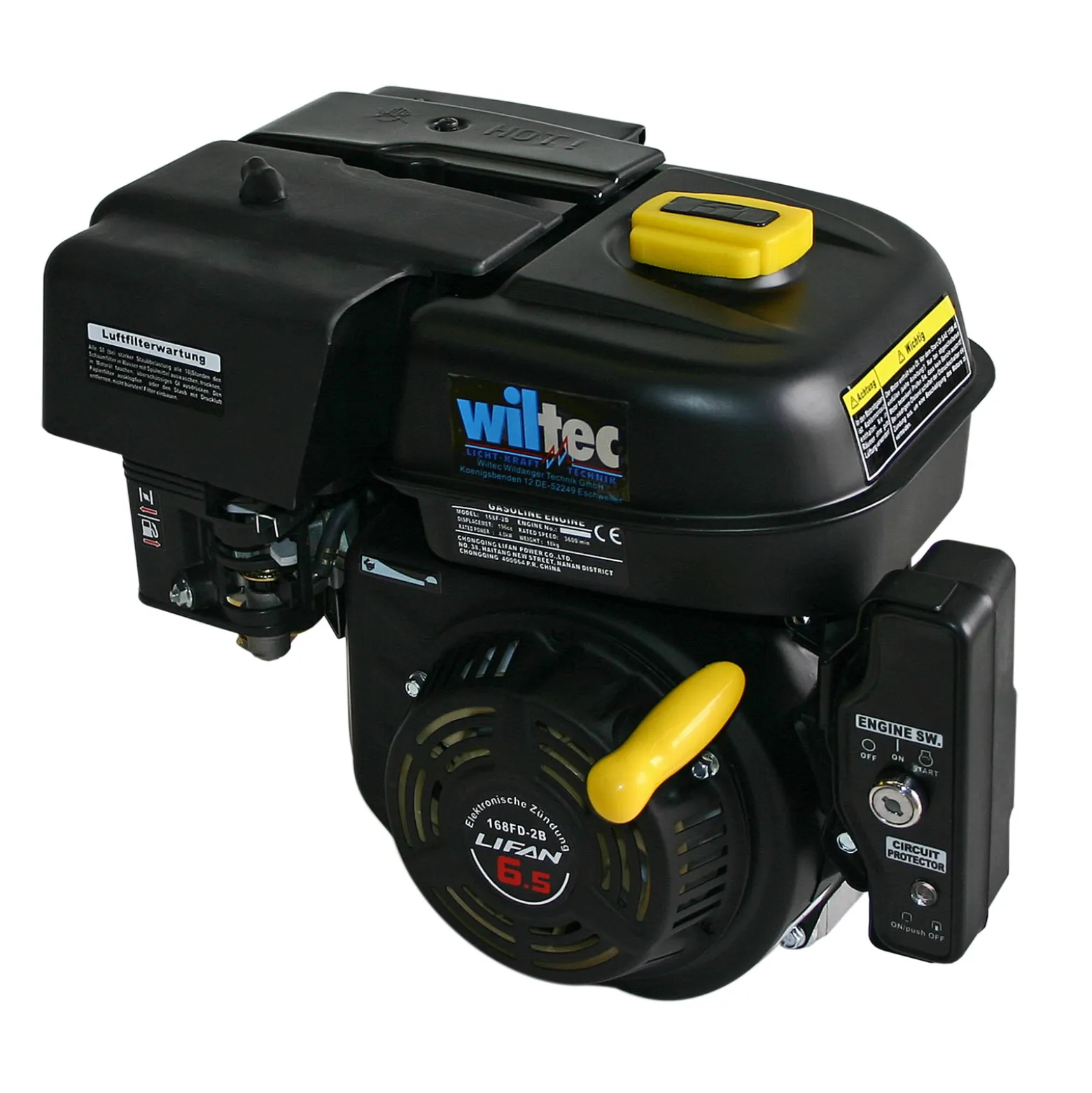 LIFAN 168 FD-2B E-Start Benzinmotor mit 6,5 PS Einzylinder für Kleinmaschinen & Karts, luftgekühlter 4-Takt Motor mit 19,05 mm Kurbelwelle, OHV-Ventilsteuerung & 196 cc Hubraum