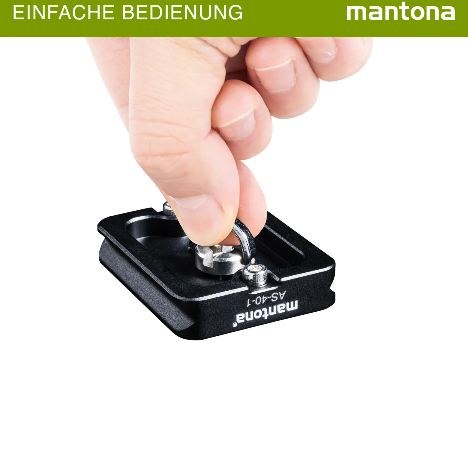 Mantona AS-40-1 Schnellwechselplatte Arca-Swiss kompatibel 40 x 38 mm Aluminium mit 1/4" Schraube Gummipuffern