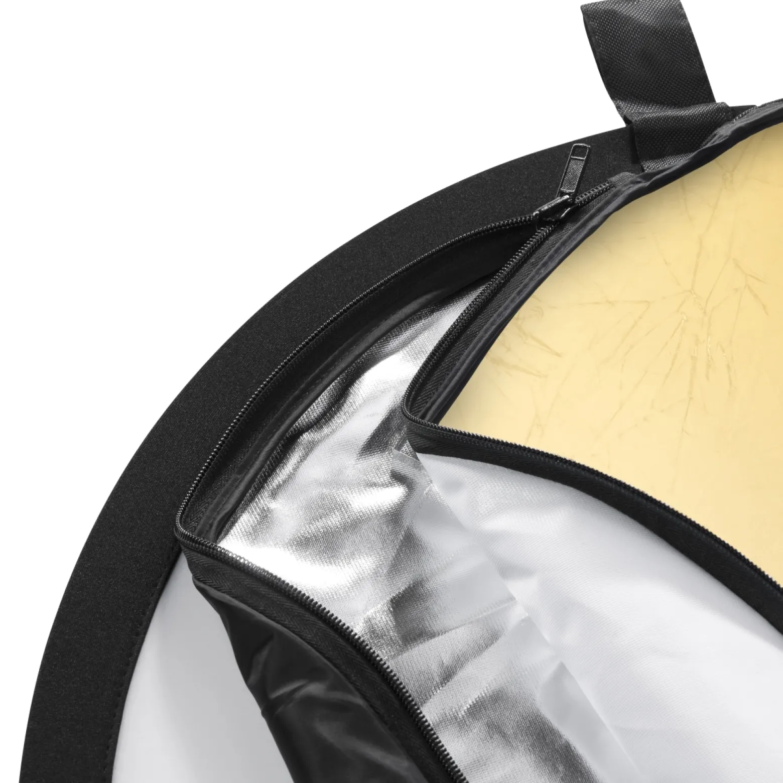 Mantona Faltreflektor 5in1 Ø 110 cm Lichtreflektor mit Goldfarben Silberfarben Weiß Schwarz und Diffusor, Fotografie Reflektor faltbar inkl. Transportbeutel