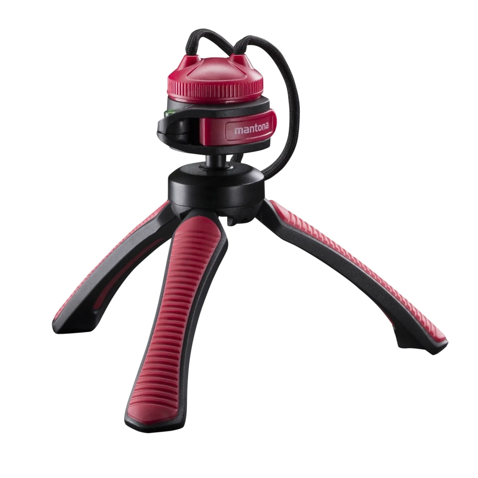 Mantona Kaleido Gaia Stativ sundown red - 170 x 54 x 54 mm / Traglast max. 2,5 kg - kompaktes 3-Bein-Stativ, 360° Kugelkopf, 1/4" Anschluss, Wasserwaage, Schlaufe - Fotografie Studio