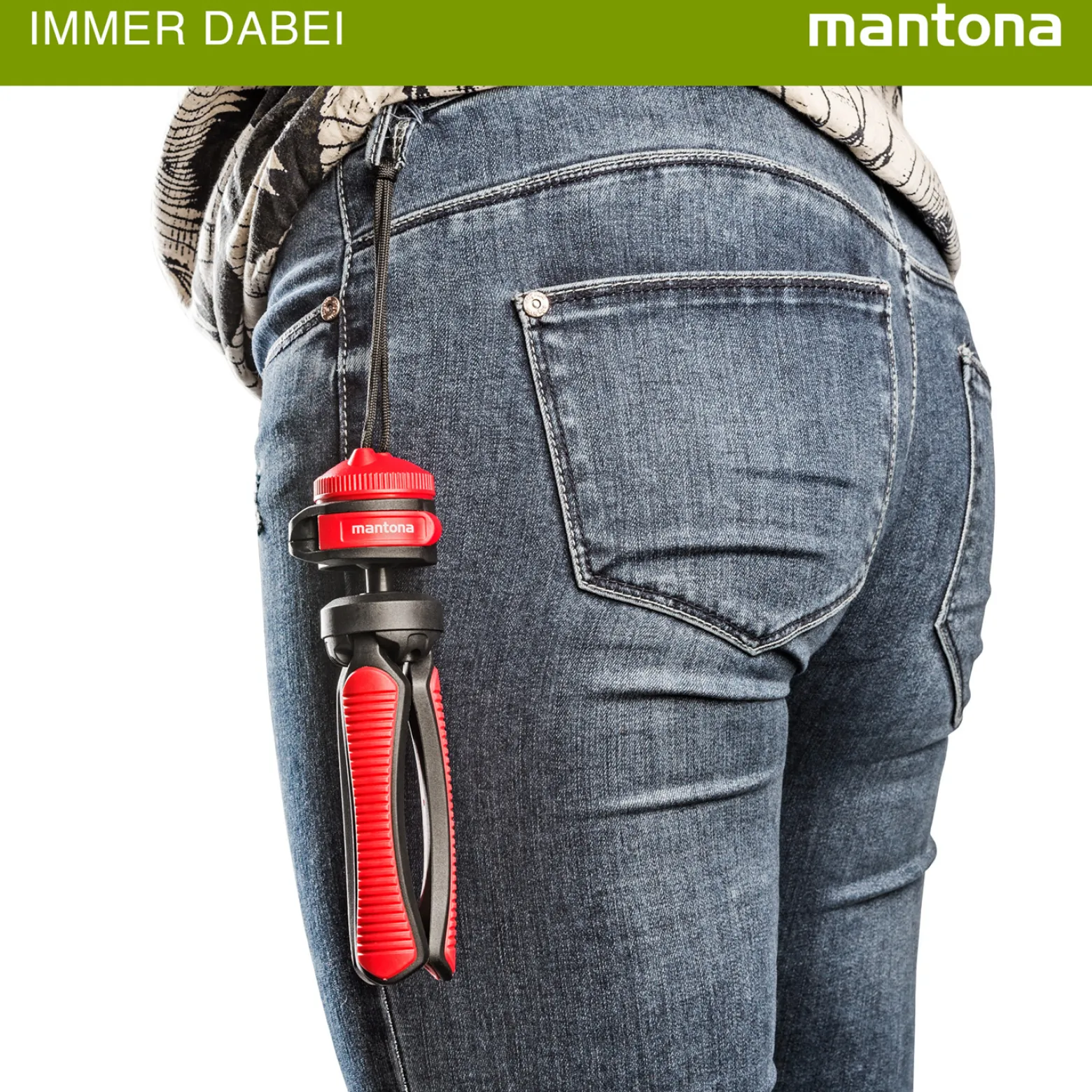 Mantona Kaleido Gaia Stativ sundown red - 170 x 54 x 54 mm / Traglast max. 2,5 kg - kompaktes 3-Bein-Stativ, 360° Kugelkopf, 1/4" Anschluss, Wasserwaage, Schlaufe - Fotografie Studio