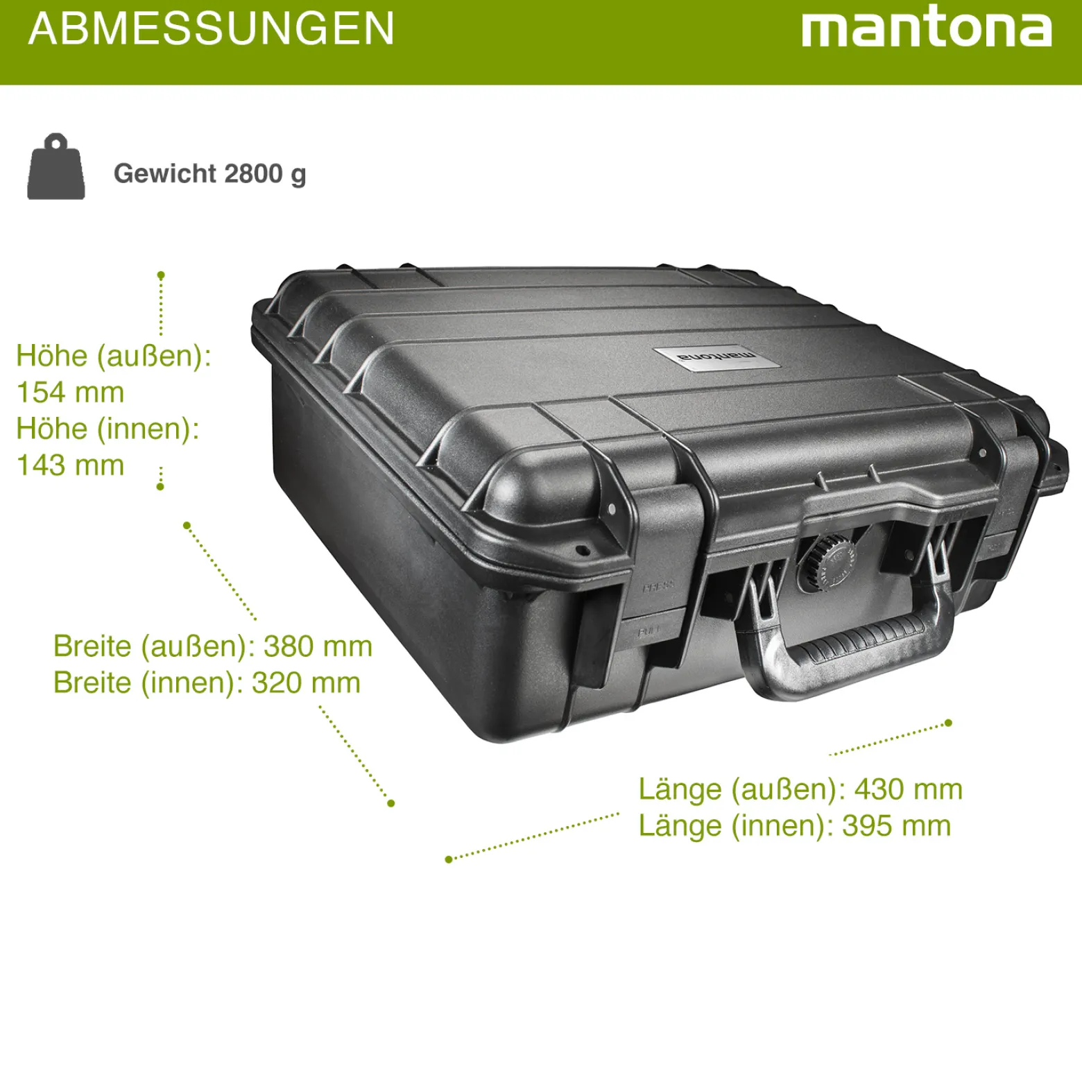 Mantona Outdoor Schutzkoffer M+, wasserdichter Fotokoffer 18 l , Kamerakoffer staubdicht & stoßfest, Transportkoffer mit Schaumstoffeinlagen, ideal für Kameras, Objektive & Zubehör
