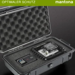 Mantona Outdoor Schutzkoffer XS, wasserdichter Fotokoffer, Kamerakoffer staubdicht & stoßfest, Transportkoffer mit Schaumstoffeinlagen, ideal für Kameras, Objektive & Zubehör