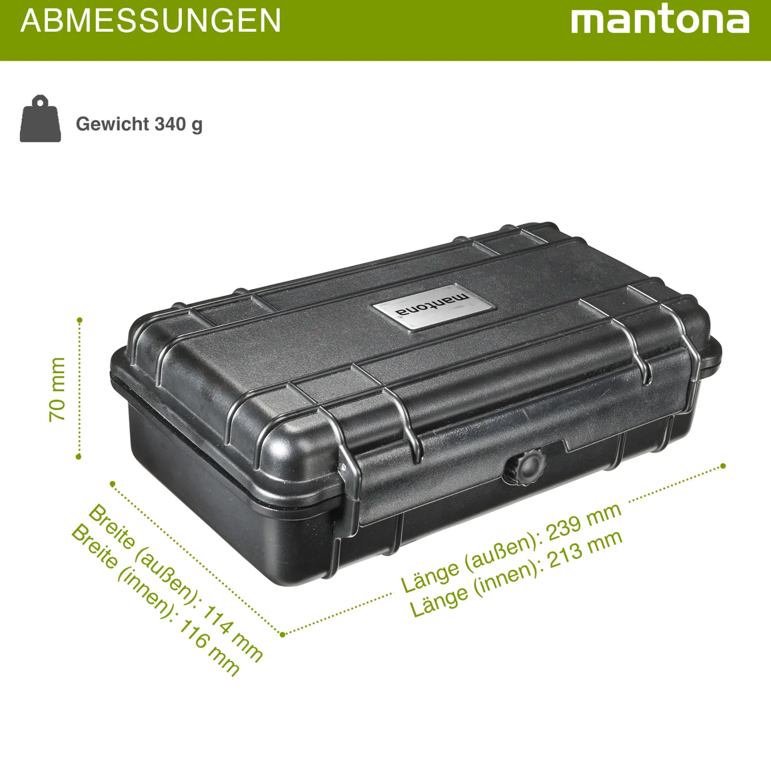 Mantona Outdoor Schutzkoffer XS, wasserdichter Fotokoffer, Kamerakoffer staubdicht & stoßfest, Transportkoffer mit Schaumstoffeinlagen, ideal für Kameras, Objektive & Zubehör
