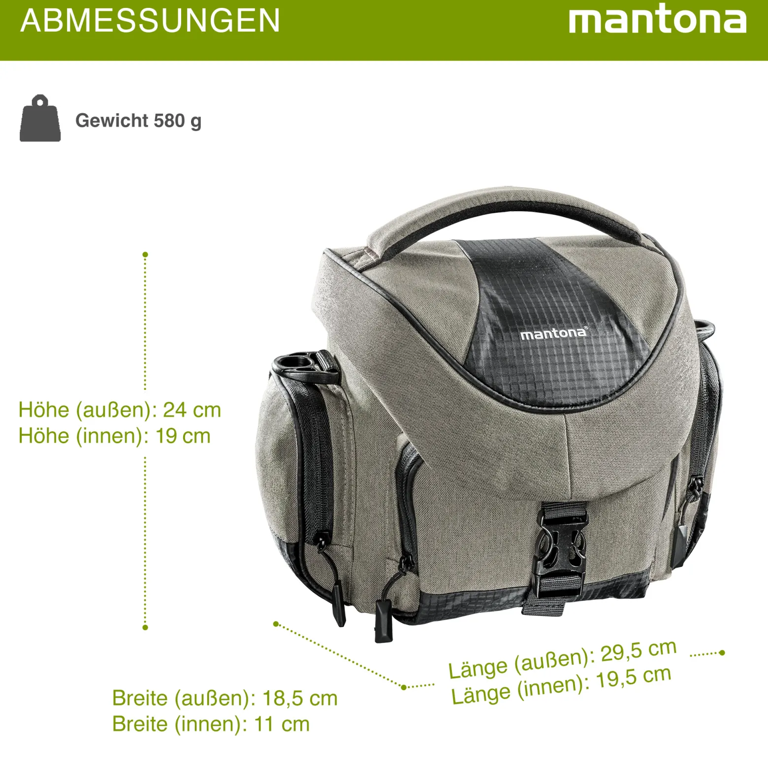 Mantona Premium Kameratasche - Passend für DSLR & DSLM Kameras mit Objektiv (inkl. Staubschutz, gepolstertem Schultergurt, Clipverschluss, anpassbarer Inneneinteilung) taupe