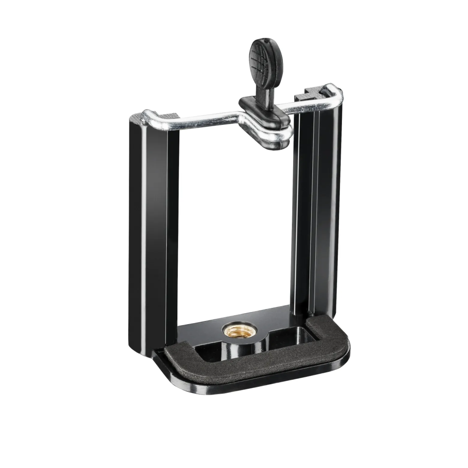 Mantona Smartphone Halter Quick & Easy 85 - 53 x 29 x 80 mm / Klemmbreite 55 bis 85 mm - mit 1x 1/4 Zoll - für Smartphone und kompatibel mit iPhone