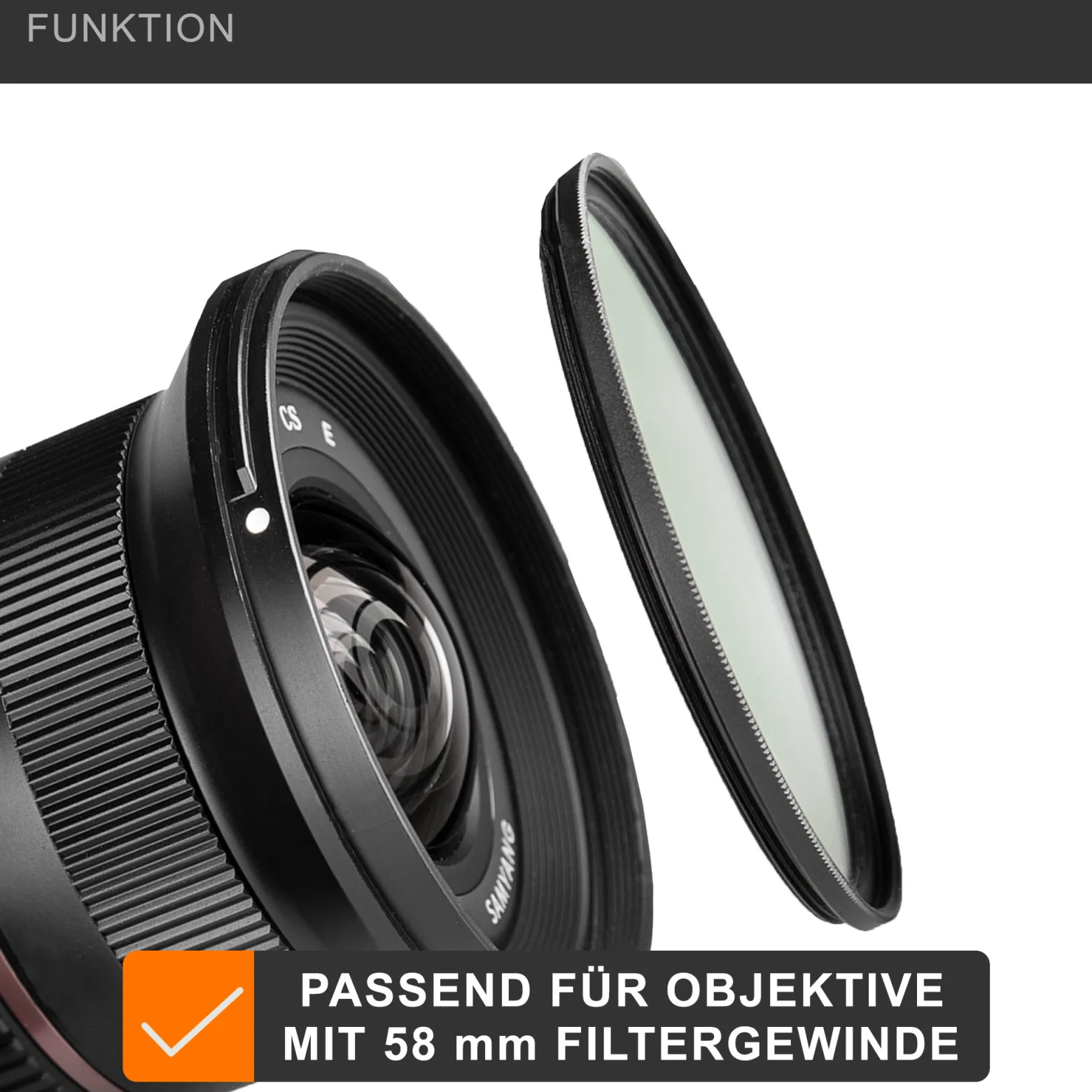 Massa CPL Polfilter - 58 x 58 x 7 mm - mehrfach vergütete Glaslinsen - für sattere Farben, verbesserte Schärfe und reduzierte Spiegelungen - Foto Kamera Zubehör