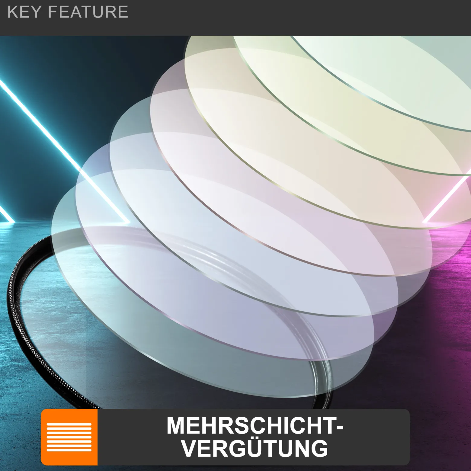 Massa CPL Polfilter - 58 x 58 x 7 mm - mehrfach vergütete Glaslinsen - für sattere Farben, verbesserte Schärfe und reduzierte Spiegelungen - Foto Kamera Zubehör