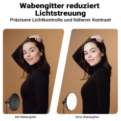 Multiblitz Deep Rota Softbox SF-120 Bowens mit Grid und Diffusoren, Lichtformer für Studioblitz und LED Dauerlicht, Lichtdiffusor für Porträtfotografie und Videobeleuchtung
