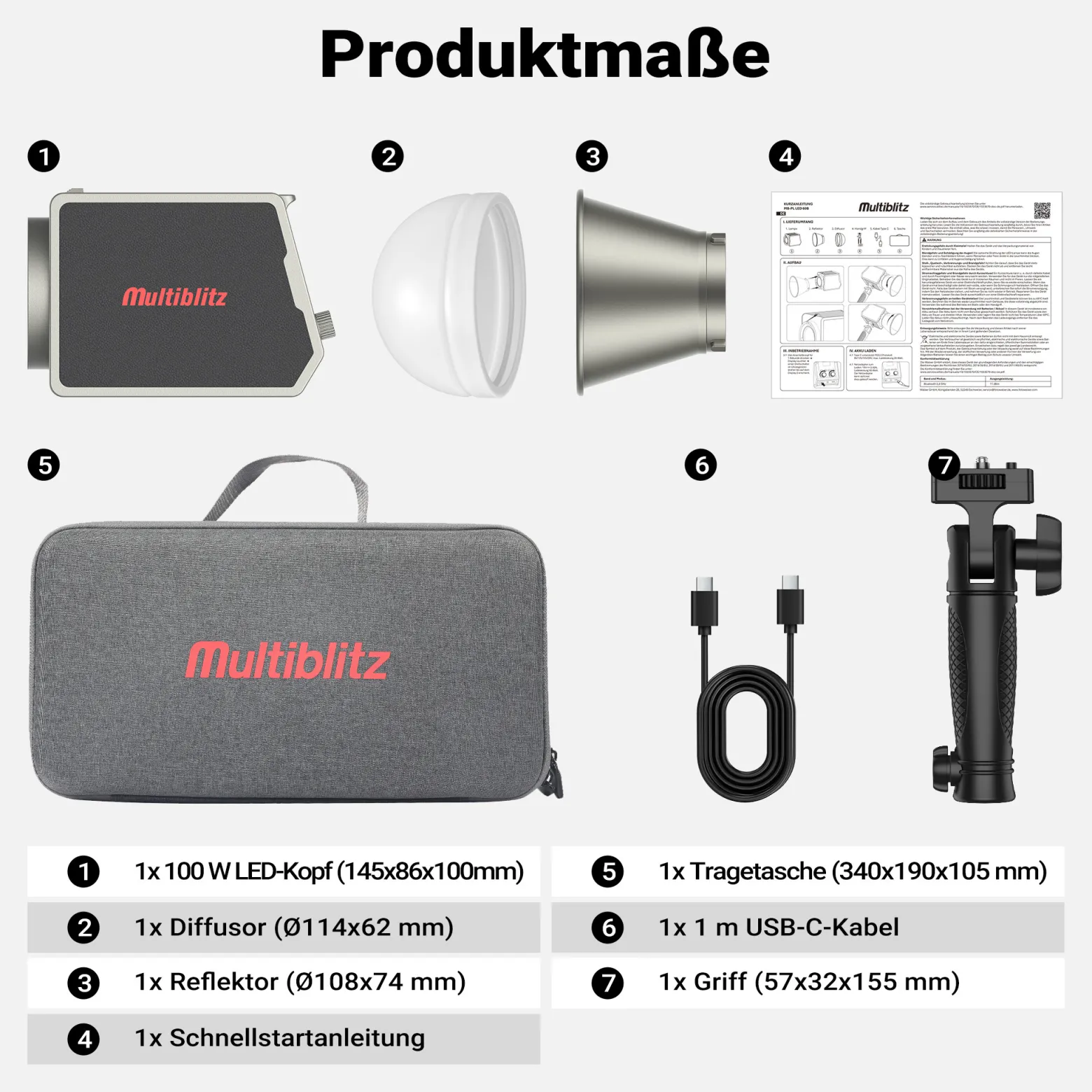 Multiblitz Set aus MB-PL LED 100B Fotolicht mit FT-8051 Lampenstativ und Octagon Softbox Ø 40 cm