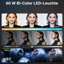 Multiblitz Set aus 2x LED 60B Fotolicht mit 2x FT-8051 Lampenstativ und 2x Octagon Softbox Ø 40 cm