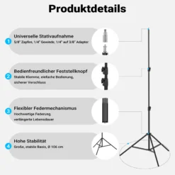 Multiblitz Set aus 2x LED 60B Fotolicht mit 2x FT-8051 Lampenstativ und 2x Octagon Softbox Ø 40 cm