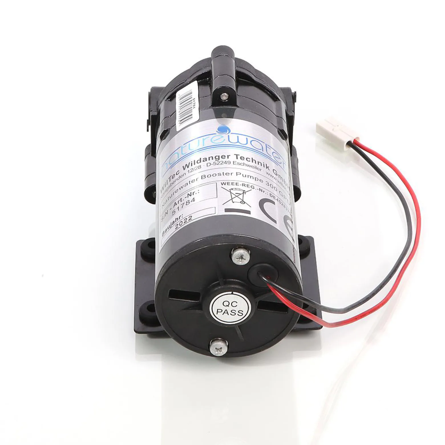 Naturewater Druckerhöhungspumpe 300 GPD (1135 l), Booster Pumpe 68 W für Umkehrosmoseanlage, Wasser Eingangsdruck 2 bar auf Ausgangsdruck 5 bar