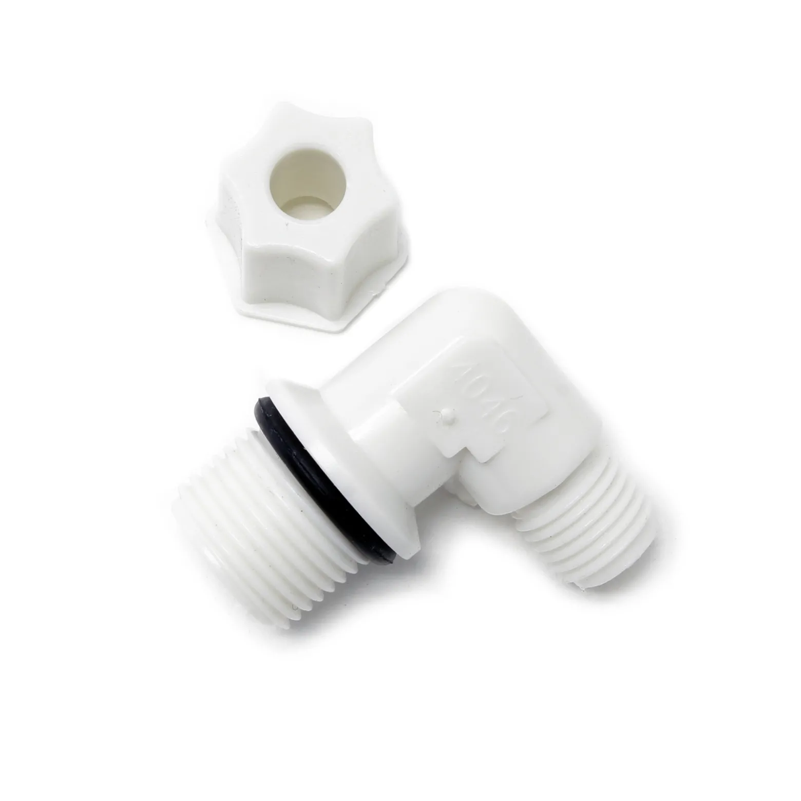 Naturewater 90° Jaco Fitting für Schlauch 6,35 mm (1/4") und mit 16,41 mm (3/8") AG, für Trinkwasser Ultrafiltration Mikrofilter Umkehrosmose (RO)