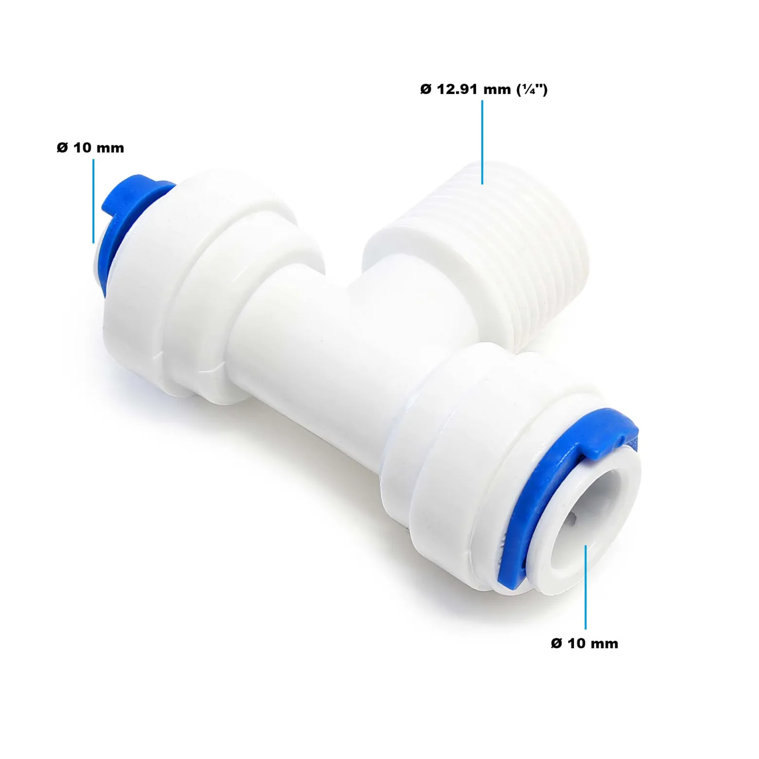 Naturewater Jaco T Fitting für Schlauch Naturewater Jaco-T-Fitting 2x 10 mm, 12,91 mm (1/4") Außengewinde Anschlüssen für Trinkwasser Ultrafiltration Mikrofilter Umkehrosmose