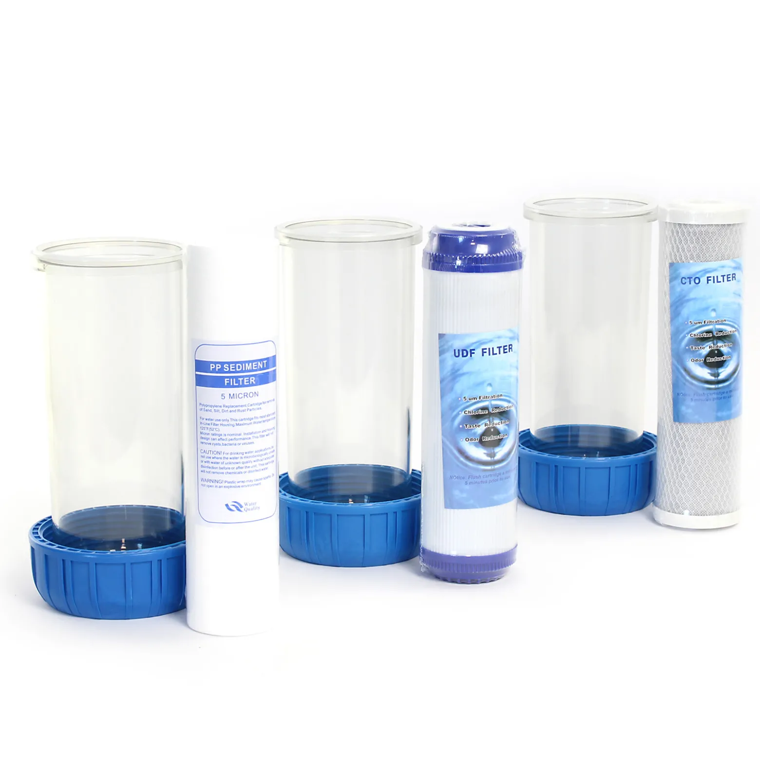 Naturewater NW-BR10B4 3 Stufen Wasserfilter, 5 µ, 32,89 mm (1"), Ø60 mm PP Kartusche, Filter Wandhalterung, Filterschlüssel, Sedimentfilter Aktivkohleblock Aktivkohlegranulat