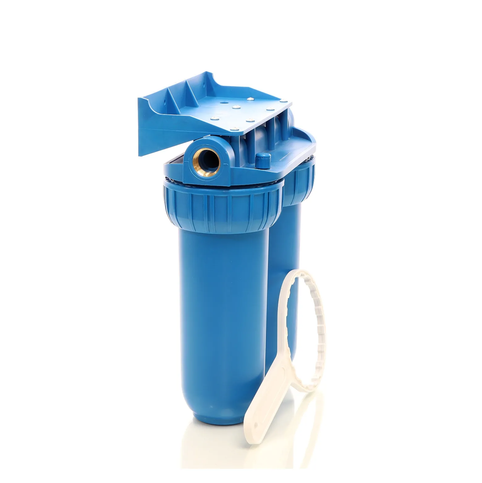 Naturewater NW-BR10B2 2 Stufen Wasserfilter Doppelfilter, 5 µ, 26,16 mm (3/4"), Ø62 mm PP Kartusche, Filter Wandhalterung, Filterschlüssel, Sedimentfilter Aktivkohleblock