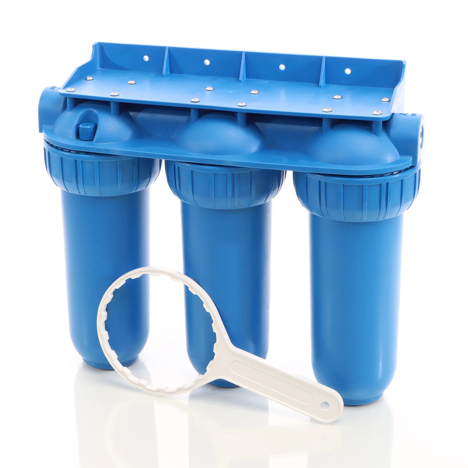 Naturewater NW-BR10B5 3 Stufen Wasserfilter, 5 µ, 32,89 mm (1"), Ø60 mm PP Kartusche, Filter Wandhalterung, Filterschlüssel, Sedimentfilter Aktivkohleblock Aktivkohlegranulat