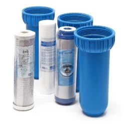 Naturewater NW-BR10B5 3 Stufen Wasserfilter, 5 µ, 32,89 mm (1"), Ø60 mm PP Kartusche, Filter Wandhalterung, Filterschlüssel, Sedimentfilter Aktivkohleblock Aktivkohlegranulat