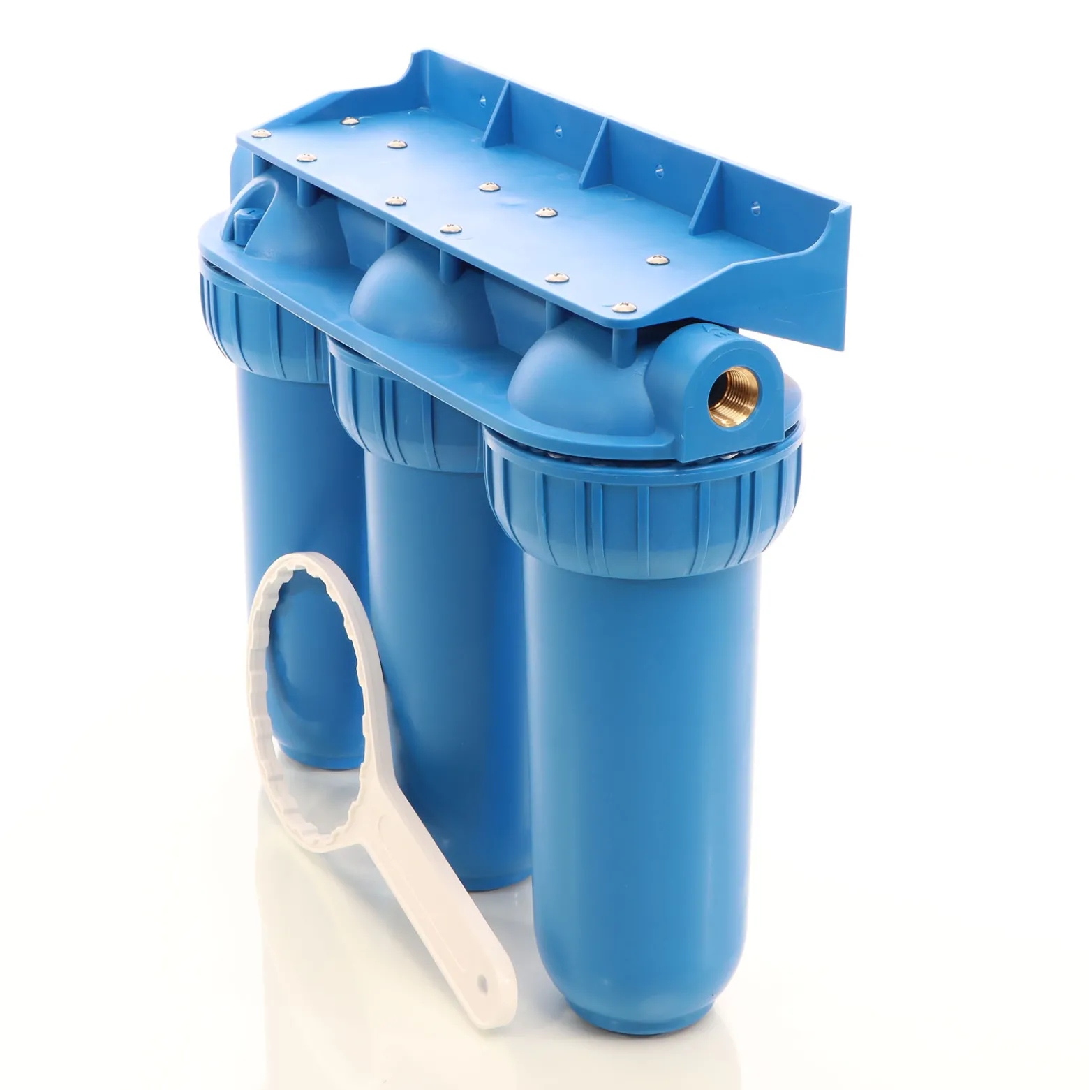 Naturewater NW-BR10B5 3 Stufen Wasserfilter, 5 µ, 32,89 mm (1"), Ø60 mm PP Kartusche, Filter Wandhalterung, Filterschlüssel, Sedimentfilter Aktivkohleblock Aktivkohlegranulat