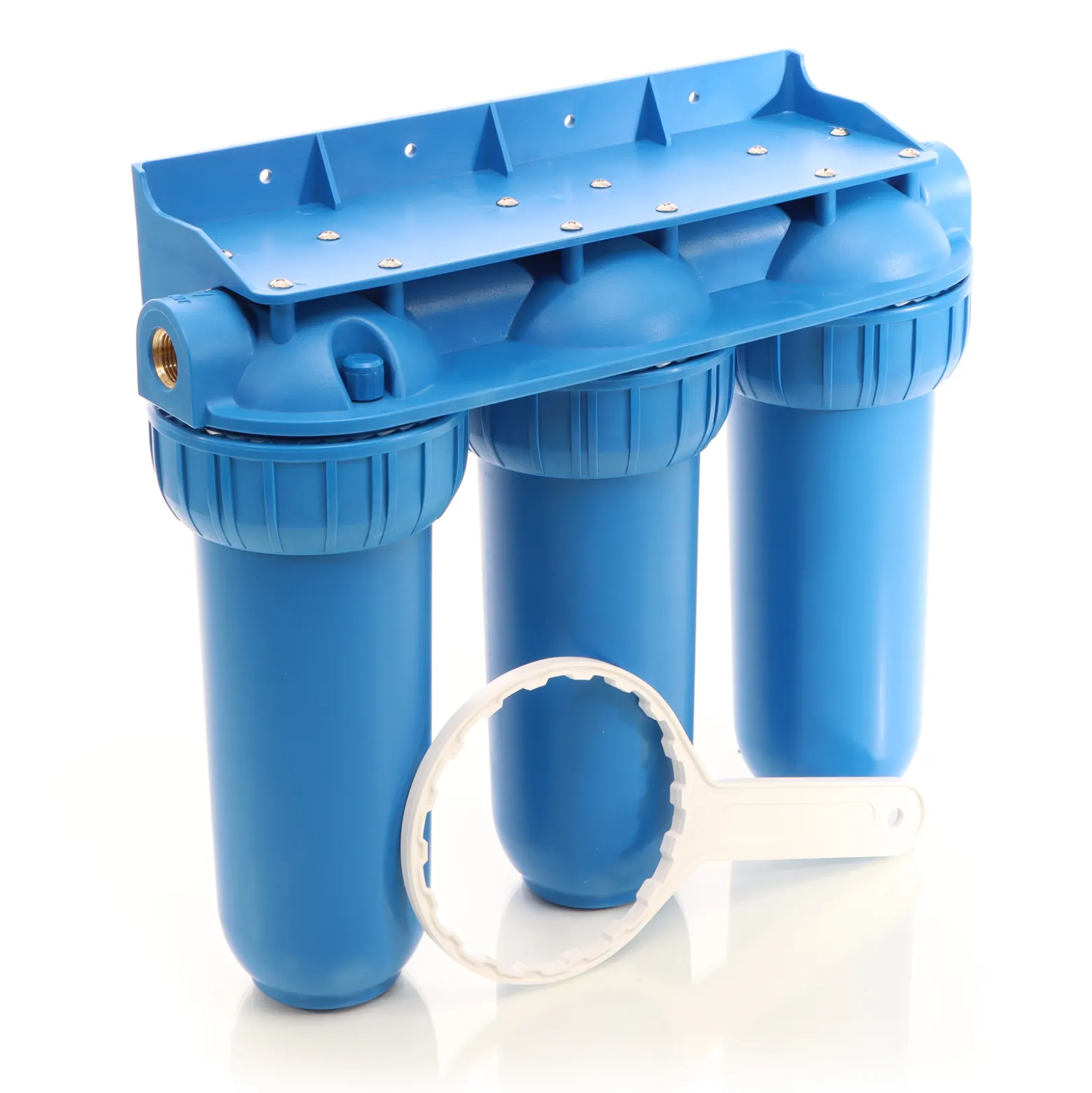 Naturewater NW-BR10B5 3 Stufen Wasserfilter, 5 µ, 32,89 mm (1"), Ø60 mm PP Kartusche, Filter Wandhalterung, Filterschlüssel, Sedimentfilter Aktivkohleblock Aktivkohlegranulat